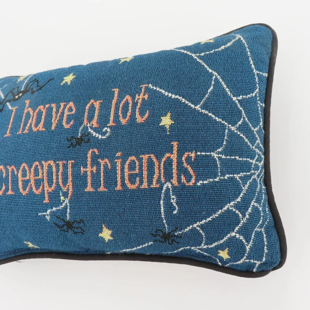 I Have A Lot Of Creepy Friends Cobweb Spider Halloween Spooky Accent Pillow
